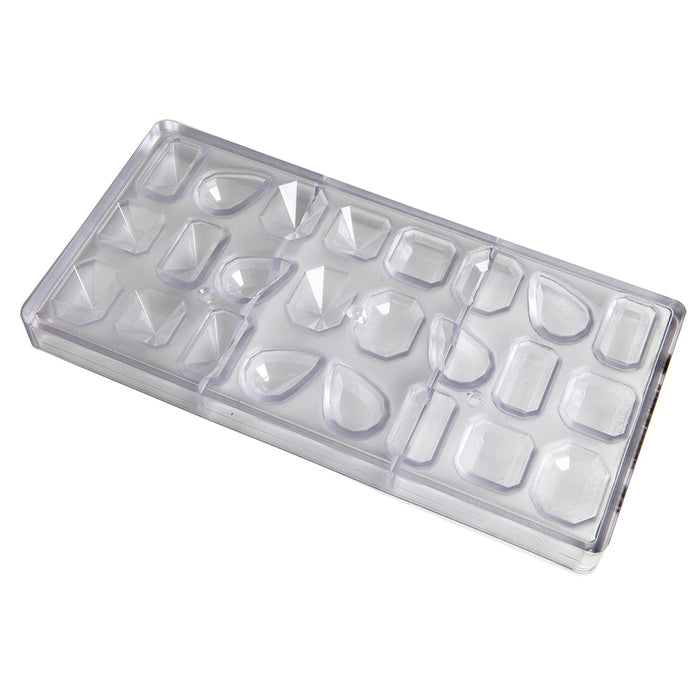 Chocolate World Gems (4 Figure Assortment) Polycarbonate Chocolate Mold – 1.30 x 0.94 x 0.59 in, 24 Cavities