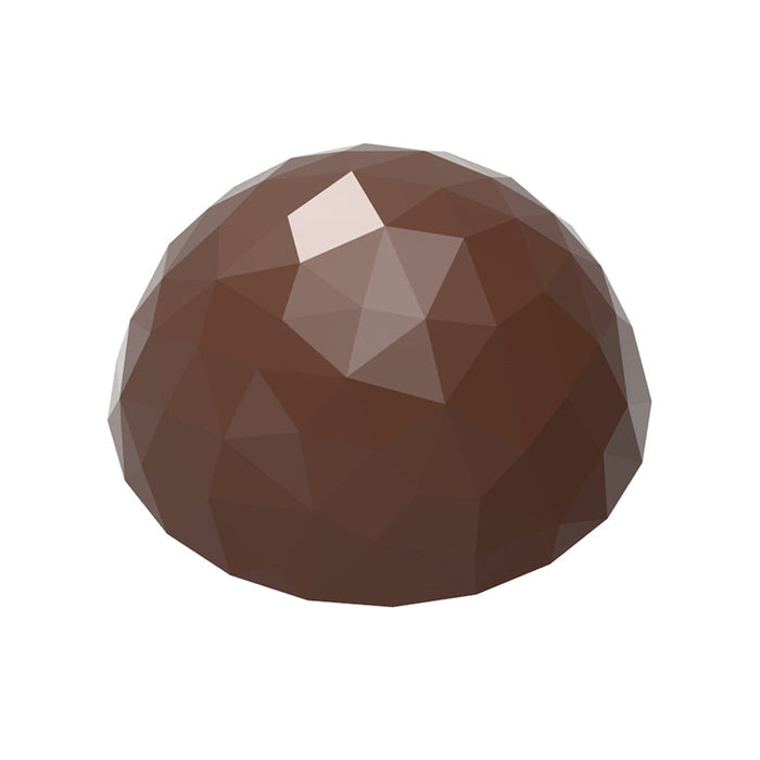 Chocolate World Half Sphere Facet 30mm polycarbonate chocolate mold 12024CW with 24 cavities, professional Belgian confectionery mold for bonbons and pralines, clear polycarbonate half sphere facet 30mm chocolate mould 12024CW