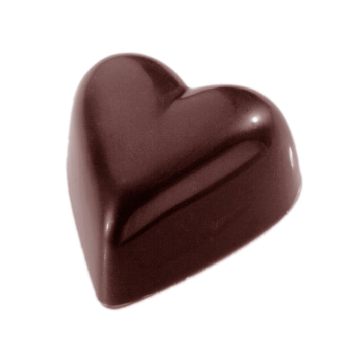 Chocolate World Heart polycarbonate chocolate mold 1417CW with 24 cavities, professional Belgian confectionery mold for bonbons and pralines, clear polycarbonate heart chocolate mould 1417CW