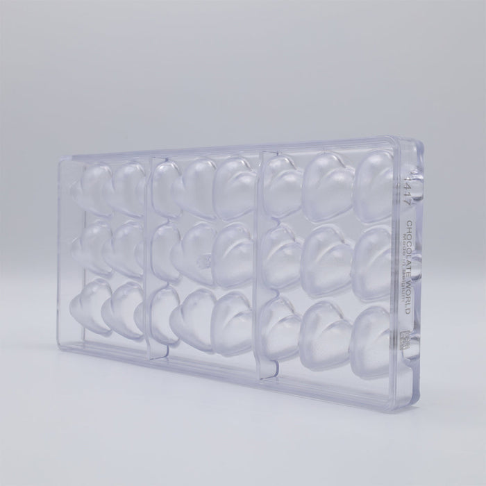 Chocolate World Heart Polycarbonate Chocolate Mold – 1.22 x 1.30 x 0.59 in, 24 Cavities