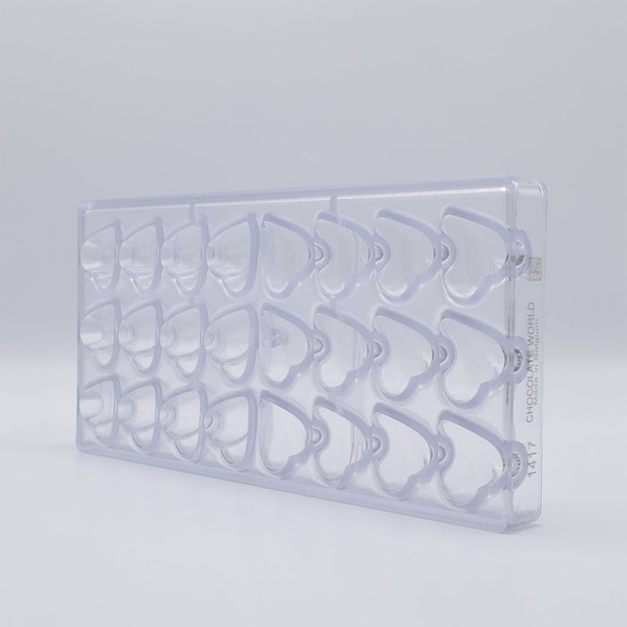 Chocolate World Heart Polycarbonate Chocolate Mold – 1.22 x 1.30 x 0.59 in, 24 Cavities