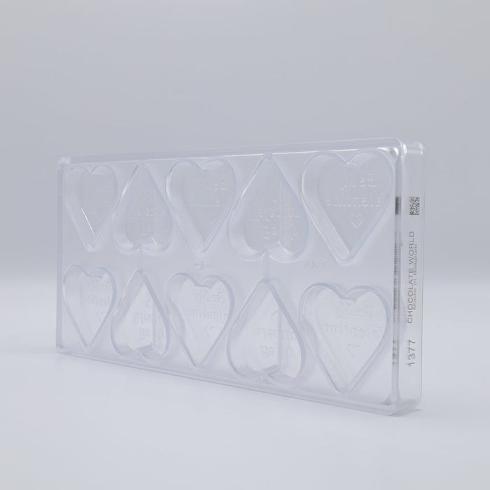 Chocolate World Heart Valentine Polycarbonate Chocolate Mold – 3.35 x 2.95 x 1.18 in, 4 Cavities
