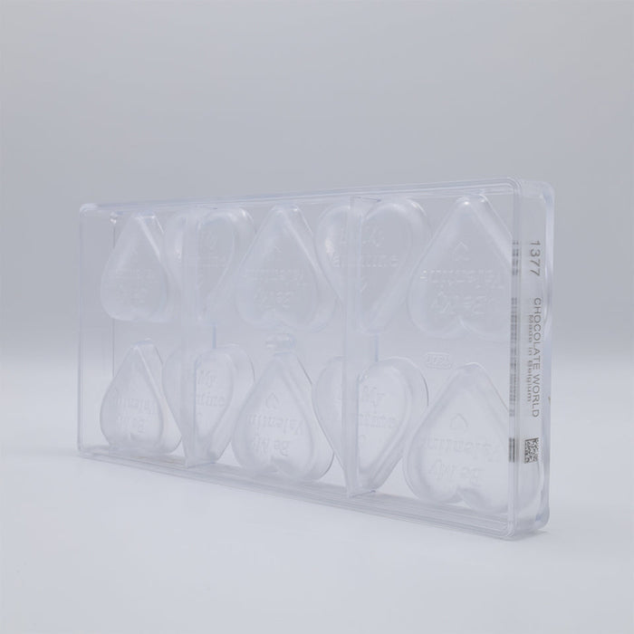 Chocolate World Heart Valentine Polycarbonate Chocolate Mold – 3.35 x 2.95 x 1.18 in, 4 Cavities