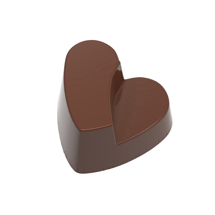 Chocolate World Interlocking Heart polycarbonate chocolate mold CF0606 with 12 cavities, professional Belgian confectionery mold for bonbons and pralines, clear polycarbonate interlocking heart chocolate mould CF0606