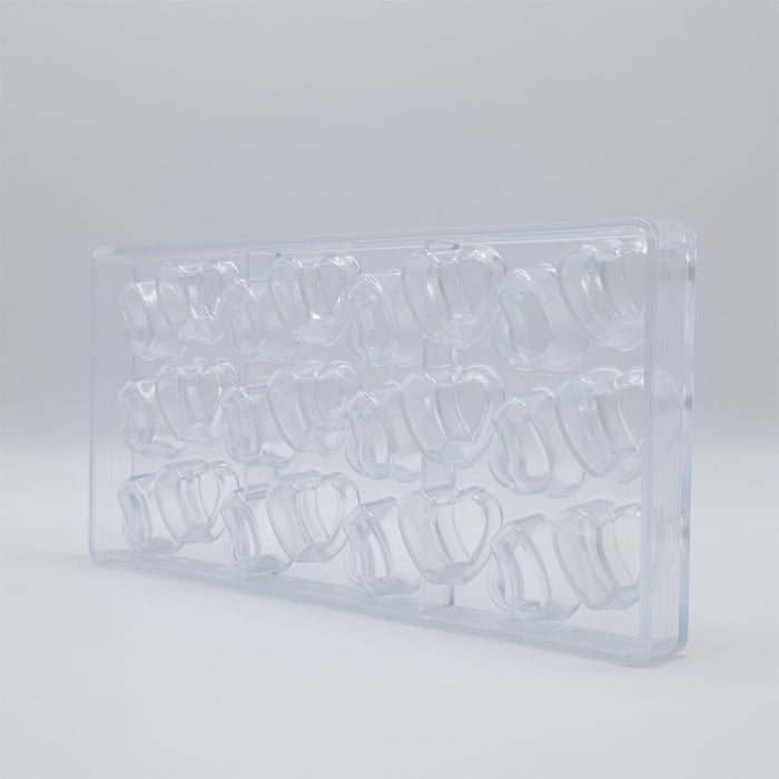 Chocolate World Interlocking Heart Polycarbonate Chocolate Mold – ~1.77 x 0.98 x 0.39 in, 12 Cavities