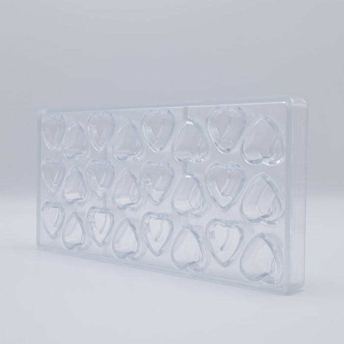 Chocolate World Interlocking Heart Polycarbonate Chocolate Mold – ~1.77 x 0.98 x 0.39 in, 12 Cavities