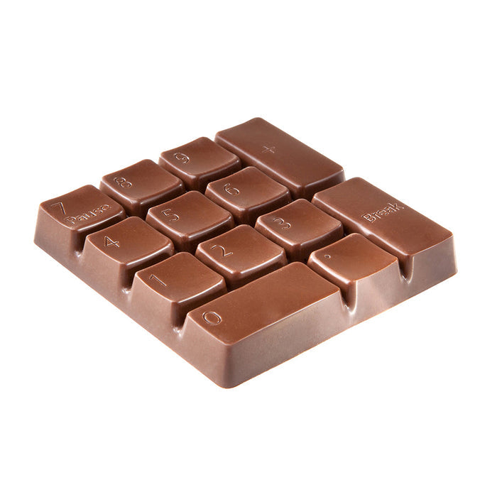 Chocolate World Keyboard Numbers polycarbonate chocolate mold 1748CW with 30 cavities (3x10 layout, digits 0–9), professional Belgian personalised number chocolate mold, clear polycarbonate number key candy mould 1748CW
