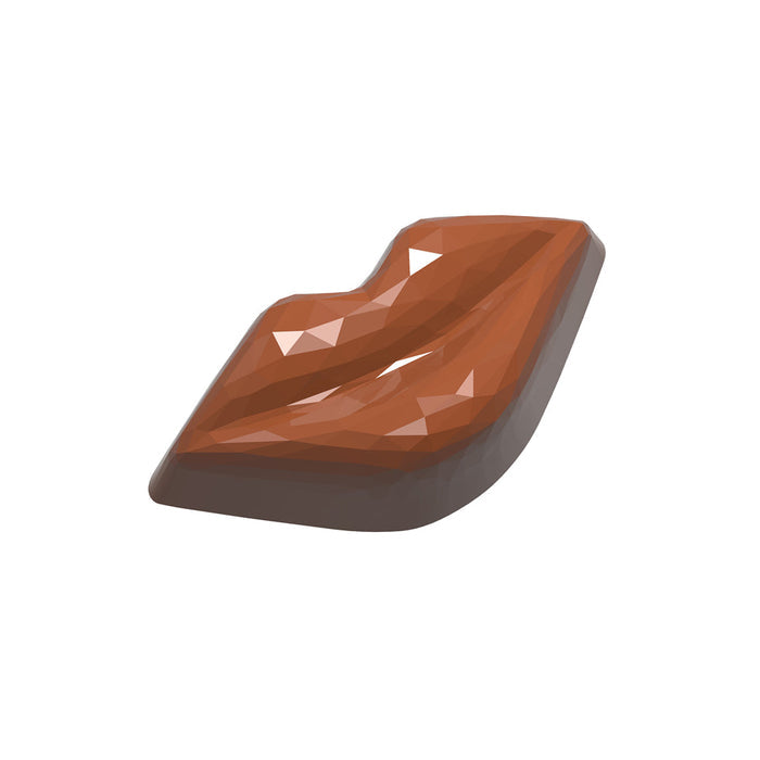 Chocolate World Lips Facet polycarbonate chocolate mold 1937CW with 21 cavities, professional Belgian confectionery mold for bonbons and pralines, clear polycarbonate lips facet chocolate mould 1937CW