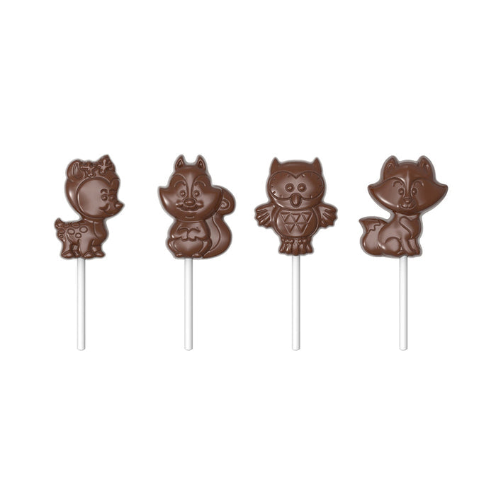 Chocolate World Lollipop Forest Animals Polycarbonate Chocolate Mold – 12 Cavities