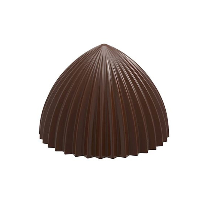 Chocolate World Melo Cake Pleated polycarbonate chocolate mold 1971CW with 24 cavities (3x8 layout), professional Belgian pleated dome bonbon mold, clear polycarbonate melo cake pleated mould 1971CW
