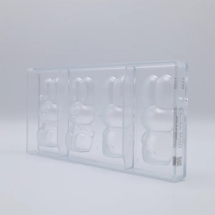 Chocolate World Modern Rabbit 99.5mm Polycarbonate Chocolate Mold – Book-Match Double Mold, 2 Cavities