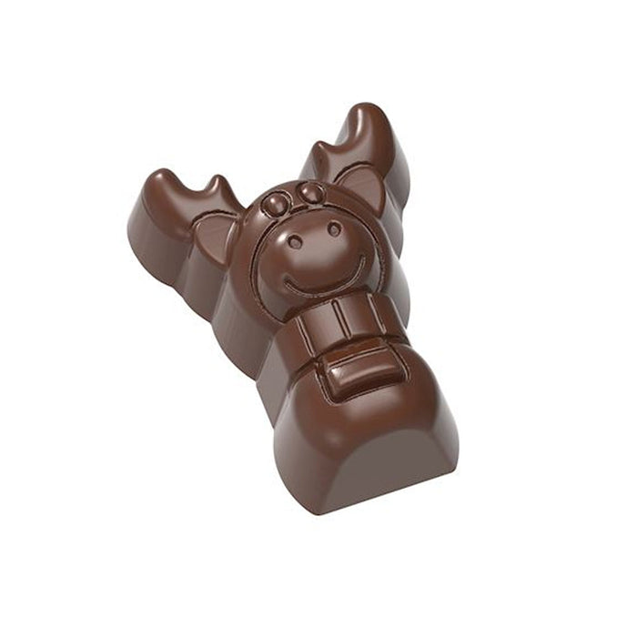 Chocolate World Moose polycarbonate chocolate mold 1736CW with 24 cavities (3x8 layout), professional Belgian open-praline moose holiday mold, clear polycarbonate moose chocolate mould 1736CW