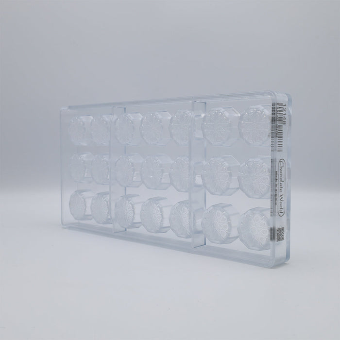 Chocolate World Oriental Decagon Polycarbonate Chocolate Mold – 1.26 x 1.26 x 0.47 in, 21 Cavities