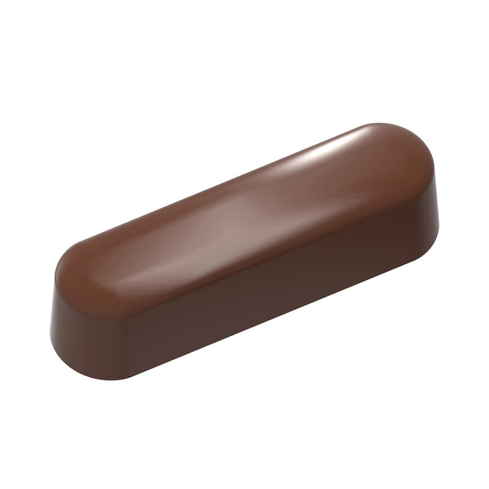 Chocolate World Praline Éclair polycarbonate chocolate mold 12034CW by Martin Diez with 12 cavities, professional Belgian elongated praline mold, clear polycarbonate praline éclair candy mould 12034CW