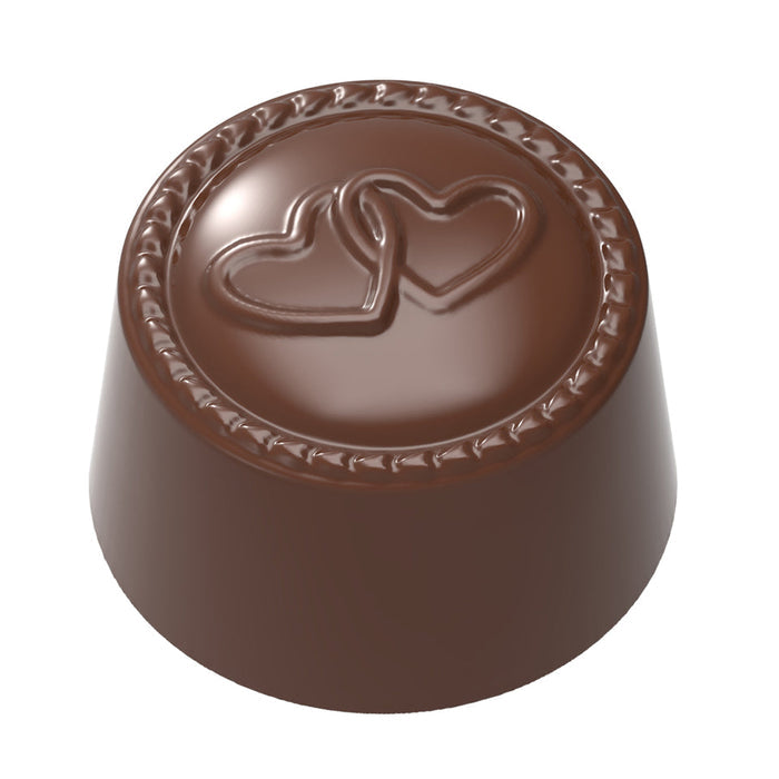 Chocolate World Praline Hearts Engagement polycarbonate chocolate mold 12138CW with 21 cavities, professional Belgian confectionery mold for bonbons and pralines, clear polycarbonate praline hearts engagement chocolate mould 12138CW