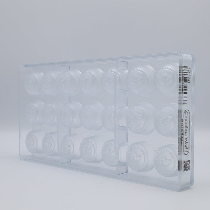 Chocolate World Praline Hearts Engagement Polycarbonate Chocolate Mold – 1.10 x 1.10 x 0.75 in, 21 Cavities