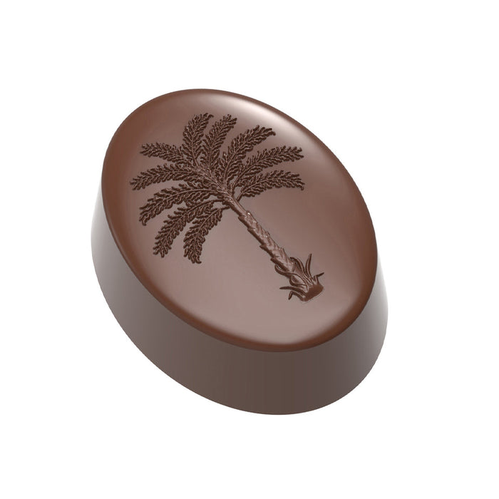 Chocolate World Praline Palm-Tree polycarbonate chocolate mold 1965CW with 21 cavities, professional Belgian confectionery mold for bonbons and pralines, clear polycarbonate praline palm-tree chocolate mould 1965CW