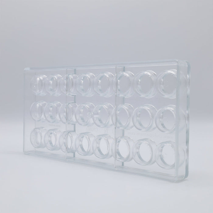 Chocolate World Praline Round Box Polycarbonate Chocolate Mold – 1.10 in diameter x 0.51 in, 24 Cavities