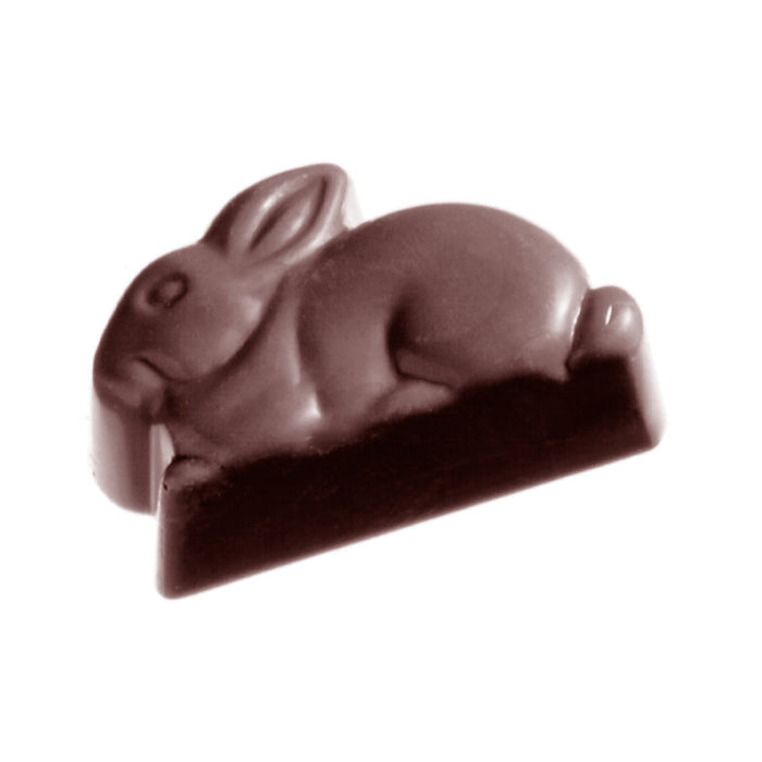 Chocolate World Rabbit polycarbonate chocolate mold 1362CW with 6 cavities, professional Belgian confectionery mold for bonbons and pralines, clear polycarbonate rabbit chocolate mould 1362CW