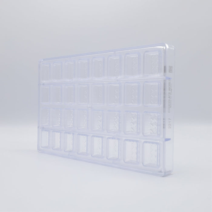 Chocolate World Rectangle Lozenge Polycarbonate Chocolate Mold – ~3.15 x 1.97 x 0.39 in, 6 Cavities