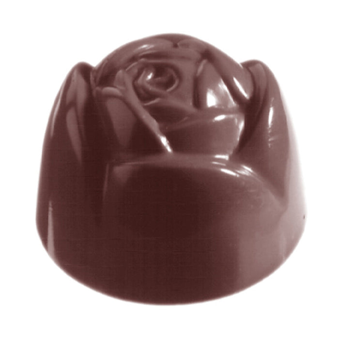 Chocolate World Rose polycarbonate chocolate mold 1058CW with 21 cavities, professional Belgian confectionery mold for bonbons and pralines, clear polycarbonate rose chocolate mould 1058CW