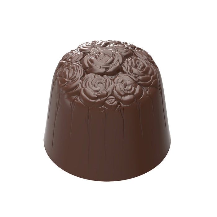 Chocolate World Roses polycarbonate chocolate mold 1932CW with 18 cavities, professional Belgian confectionery mold for bonbons and pralines, clear polycarbonate roses chocolate mould 1932CW