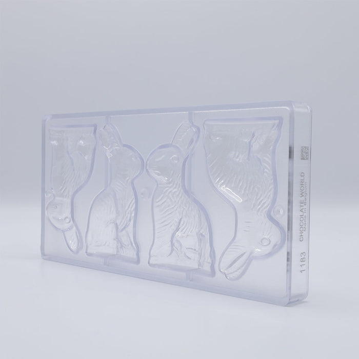 Chocolate World Sitting Hare Polycarbonate Chocolate Mold – 4.33 x 2.52 x 0.51 in, 4 Cavities