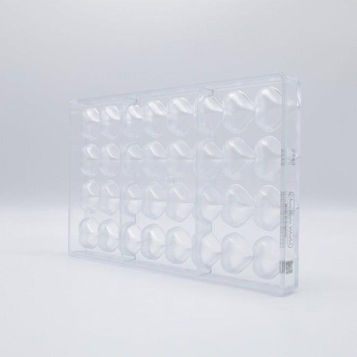Chocolate World Small Heart Polycarbonate Chocolate Mold – ~0.98 x 0.87 x 0.47 in, 32 Cavities