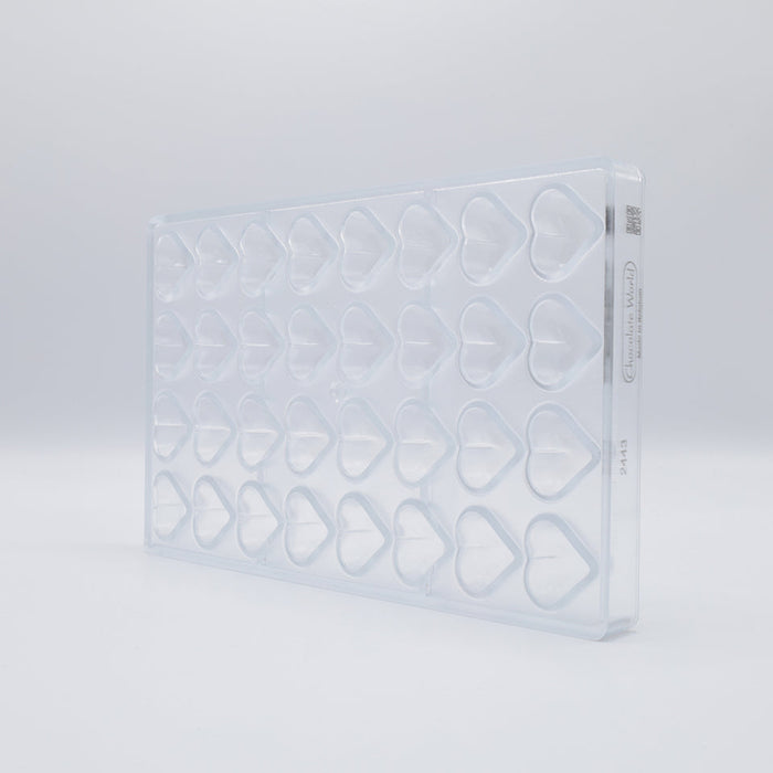 Chocolate World Small Heart Polycarbonate Chocolate Mold – ~0.98 x 0.87 x 0.47 in, 32 Cavities
