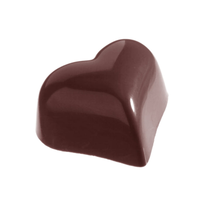 Chocolate World Small Puffy Heart polycarbonate chocolate mold 1218CW with 21 cavities, professional Belgian confectionery mold for bonbons and pralines, clear polycarbonate small puffy heart chocolate mould 1218CW