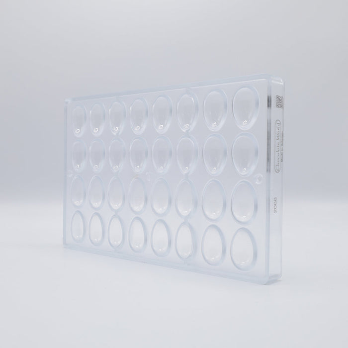 Chocolate World Smooth Egg 32mm Polycarbonate Chocolate Mold – 1.26 x 0.87 x 0.43 in, 32 Cavities