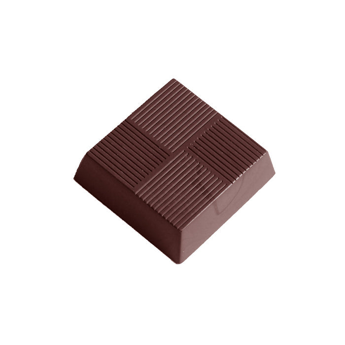 Chocolate World Square with Lines (33mm) polycarbonate chocolate mold 2359CW with 18 cavities, professional Belgian confectionery mold for bonbons and pralines, clear polycarbonate square with lines (33mm) chocolate mould 2359CW