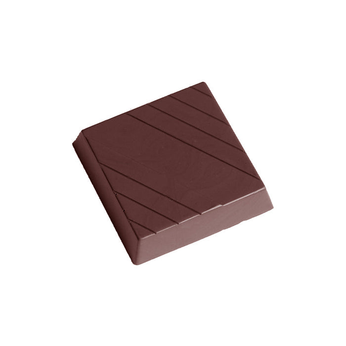 Chocolate World Square with Lines (41mm) polycarbonate chocolate mold 2356CW with 12 cavities, professional Belgian confectionery mold for bonbons and pralines, clear polycarbonate square with lines (41mm) chocolate mould 2356CW