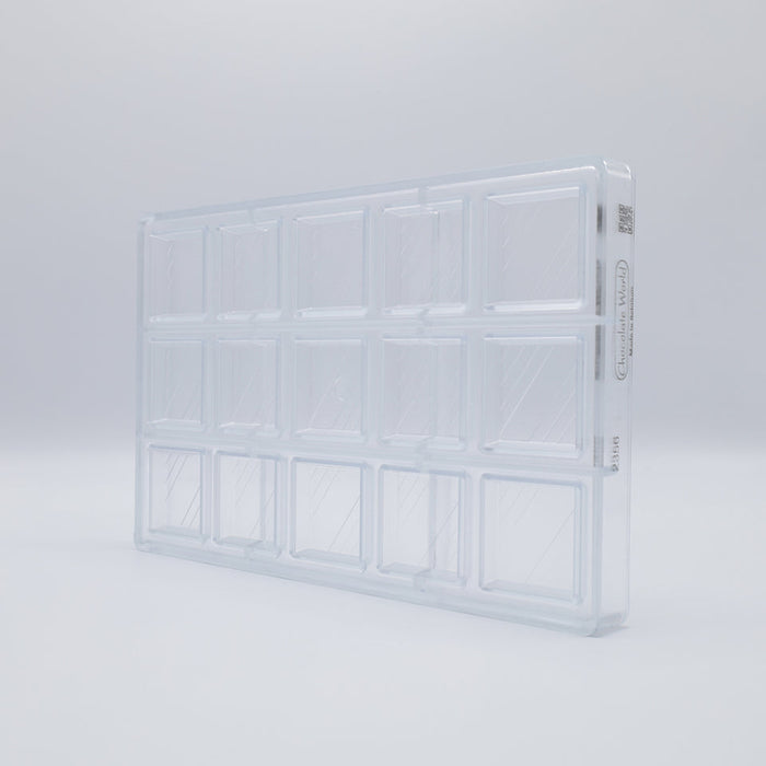 Chocolate World Square with Lines (41mm) Polycarbonate Chocolate Mold – 1.61 x 1.61 x 0.39 in, 12 Cavities