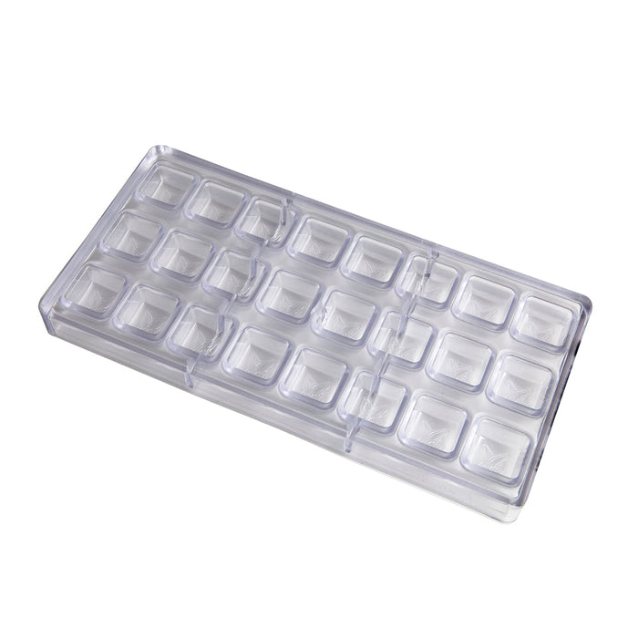 Chocolate World Stamp Cocoa Square Polycarbonate Chocolate Mold – ~1.57 x 1.57 x 0.31 in, 15 Cavities