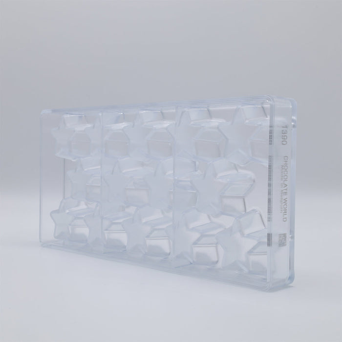 Chocolate World Star Bouche Polycarbonate Chocolate Mold – 1.77 x 1.77 x 0.98 in, 12 Cavities