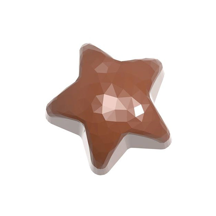 Chocolate World Star Facet polycarbonate chocolate mold 1922CW with 21 cavities, professional Belgian confectionery mold for bonbons and pralines, clear polycarbonate star facet chocolate mould 1922CW