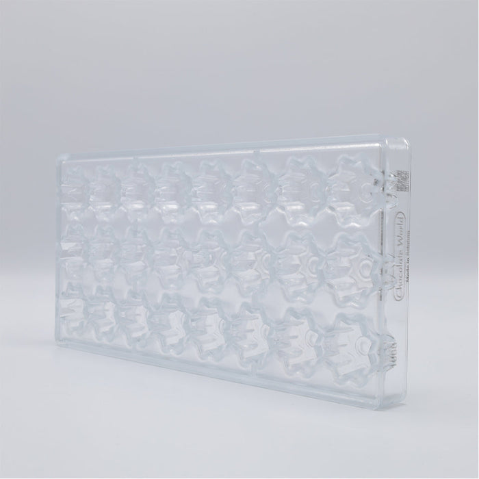 Chocolate World Star Polycarbonate Chocolate Mold – 1.22 x 1.22 x 0.63 in, 24 Cavities