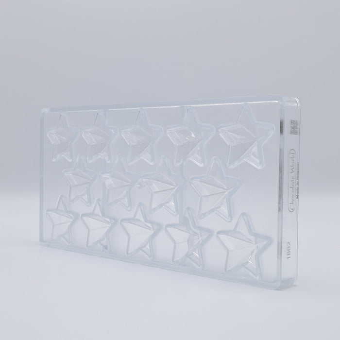 Chocolate World Star Polycarbonate Chocolate Mold – 1.67 x 1.75 x 0.69 in, 14 Cavities