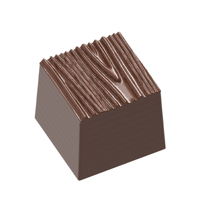 Chocolate World Structura 2 Wood polycarbonate chocolate mold 1676CW with 21 cavities, professional Belgian confectionery mold for bonbons and pralines, clear polycarbonate structura 2 wood chocolate mould 1676CW