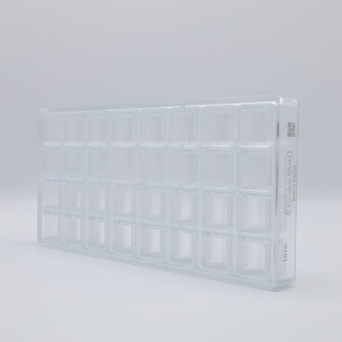 Chocolate World Structura 2 Wood Polycarbonate Chocolate Mold – ~0.89 x 0.89 x 0.77 in, 32 Cavities