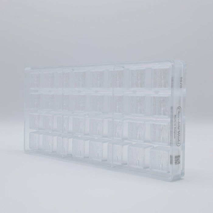 Chocolate World Structura 2 Wood Polycarbonate Chocolate Mold – ~0.89 x 0.89 x 0.77 in, 32 Cavities