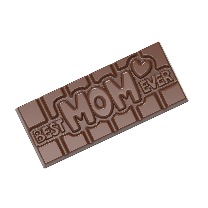 Chocolate World Tablet – 'Best Mom Ever' Message Polycarbonate Chocolate Mold – 4.65 x 1.97 x 0.31 in, 4 Cavities