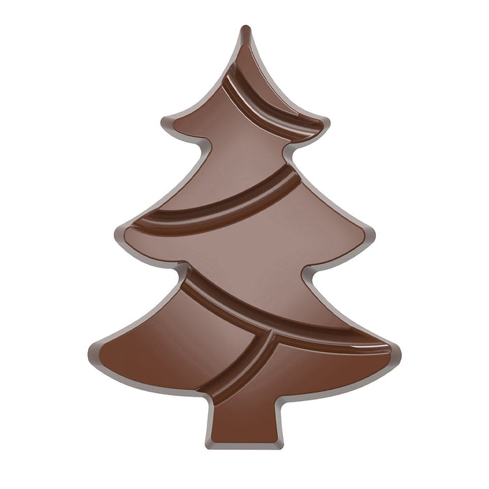 Chocolate World Tablet Christmas Tree 97mm polycarbonate chocolate mold 12068CW with 4 cavities, professional Belgian confectionery mold for bonbons and pralines, clear polycarbonate tablet christmas tree 97mm chocolate mould 12068CW