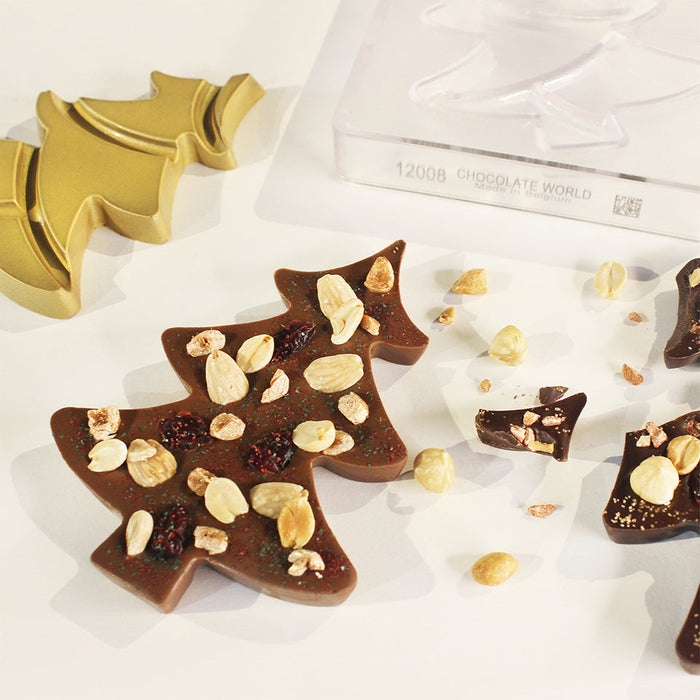 Chocolate World Tablet – Christmas Tree Polycarbonate Chocolate Mold – 5.49 x 4.06 x 0.47 in, 2 Cavities