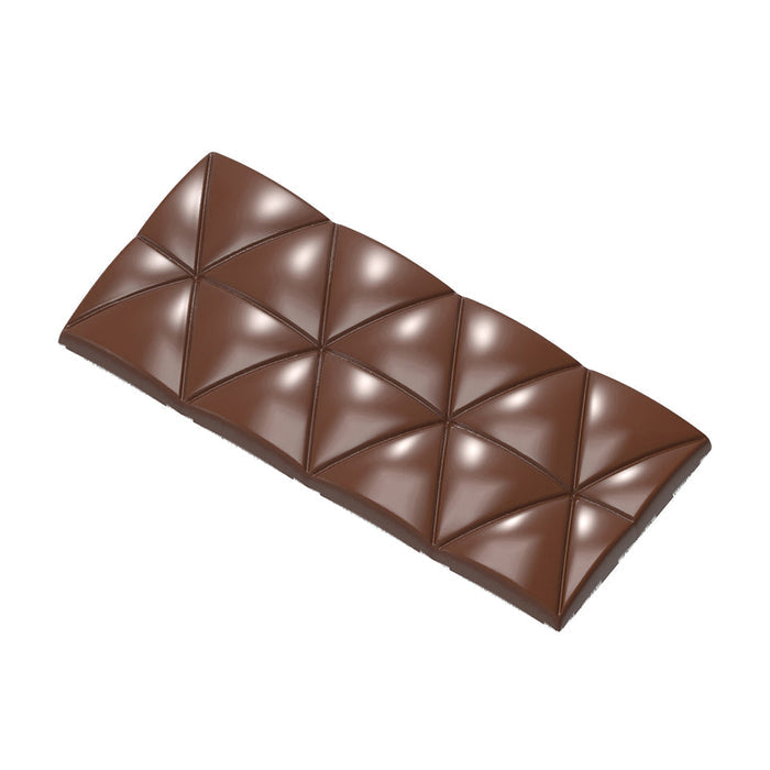Chocolate World Tablet Convex Triangles polycarbonate chocolate mold 12042CW with 4 cavities, professional Belgian confectionery mold for bonbons and pralines, clear polycarbonate tablet convex triangles chocolate mould 12042CW