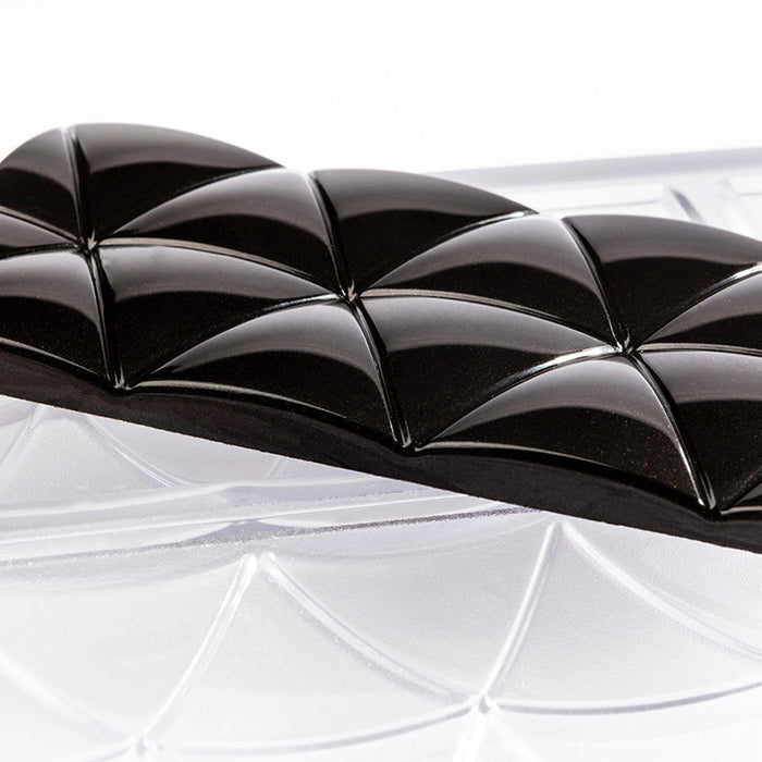 Chocolate World Tablet Convex Triangles Polycarbonate Chocolate Mold – 4.88 x 2.17 x 0.31 in, 4 Cavities