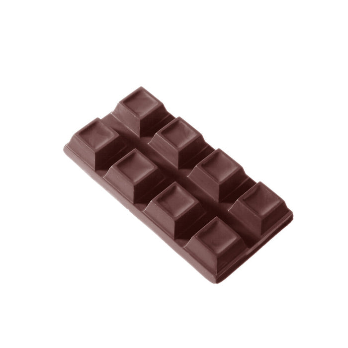 Chocolate World Tablet Cubes 2x4 polycarbonate chocolate mold 2094CW with 3 cavities (1x3 layout), professional Belgian cube-grid break-apart chocolate bar mold, clear polycarbonate tablet cubes mould 2094CW