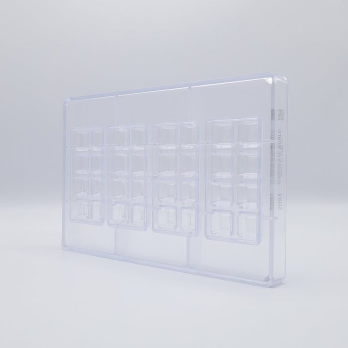 Chocolate World Tablet Cubes 2×4 Polycarbonate Chocolate Mold – 4.49 x 2.17 x 0.37 in, 3 Cavities