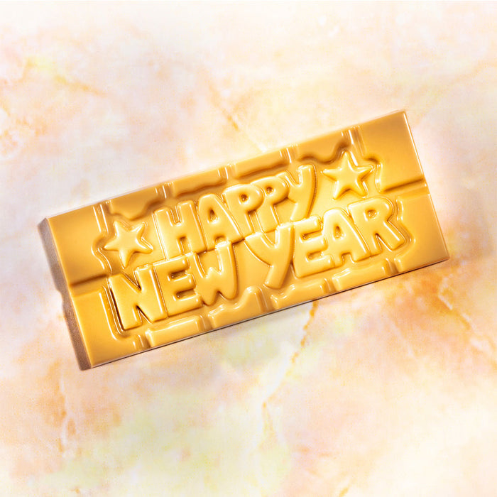 Chocolate World Tablet – 'Happy New Year' Message Polycarbonate Chocolate Mold – 4.65 x 1.97 x 0.31 in, 4 Cavities